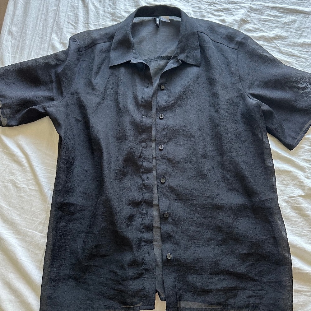 Black mesh🕸️button-down sheer topper